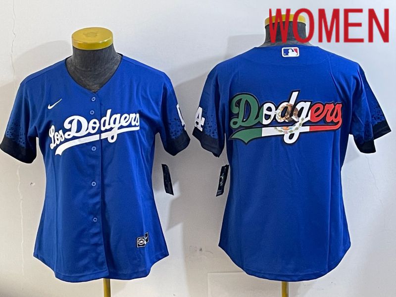 Women Los Angeles Dodgers blank 2024  blue jersey 202411231